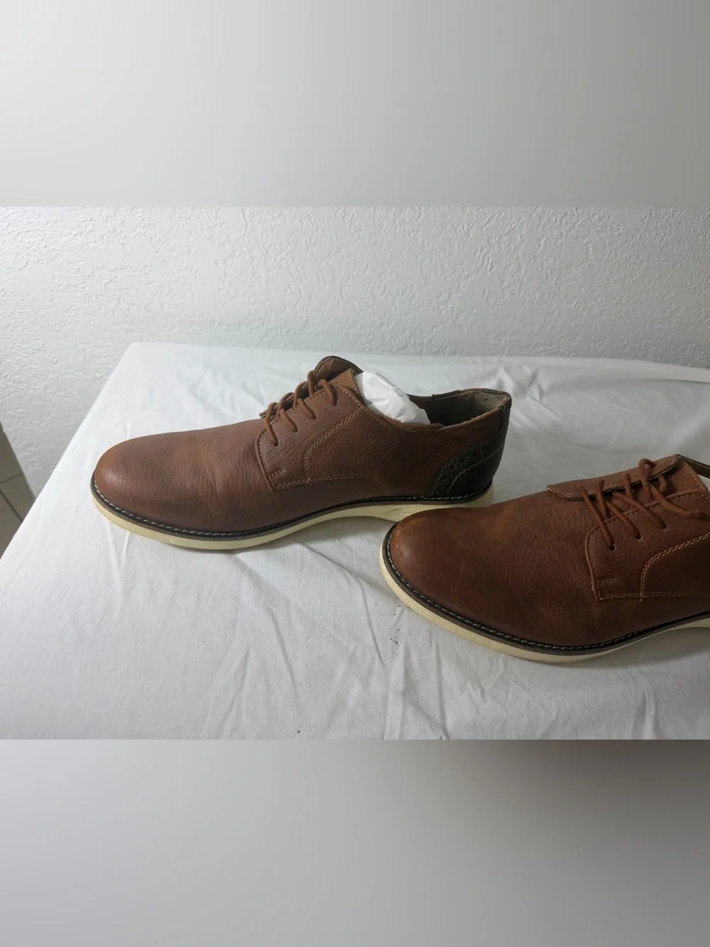 Bass Brown Leather Derby Shoes with Cream Soles